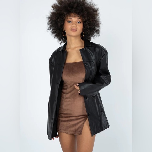 Princess Polly Jackets & Blazers - Shellie oversized leather jacket Princess Polly